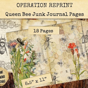 Queen Bee Vintage Victorian Junk Journal Pages, Beekeeper, Apiary, Bumble JPEG and PDF Digital Download Printable