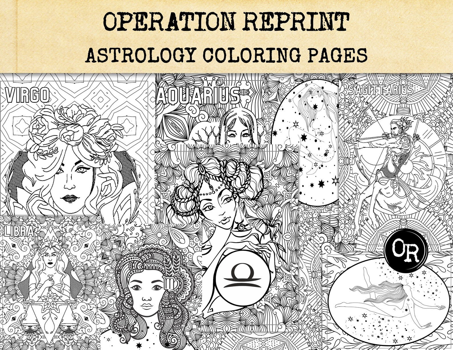 Astrology Coloring Pages For Adults Zodiac Signs Coloring ...
