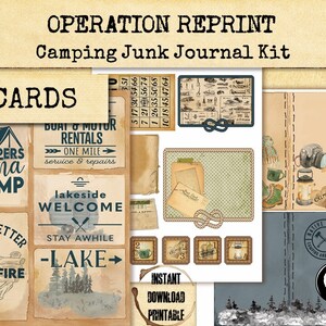 Camping Junk Journal Kit Collage Paper Embellishment and Ephemera Pack ...