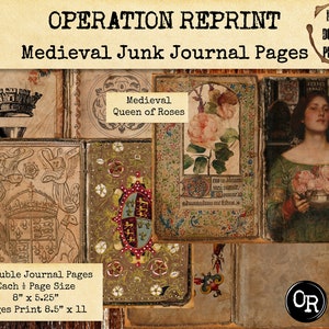 Rose Queen Medieval Fantasy Fairy Tale Junk Journal Pages, PDF and JPEG Digital Download Printables