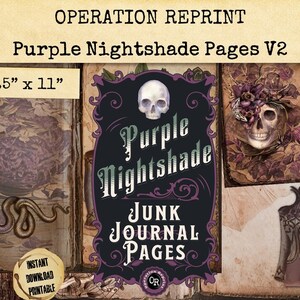 Purple Nightshade Junk Journal Pages, 10 Witchy Vintage Papers PDF and JPEG Digital Download Printables Version 2