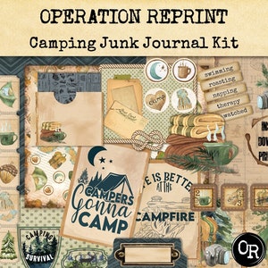 Camping Junk Journal Kit Collage Paper Embellishment and Ephemera Pack Téléchargements PDF imprimables