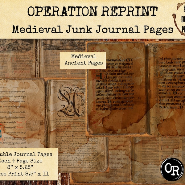 Medieval Junk Journal Pages, Ancient Ephemera Paper, Fantasy Diary, PDF and JPEG Digital Download Printables