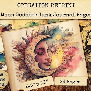 Moon Goddess Junk Journal, 24 Pages Printable Digital Download PDF and Jpeg