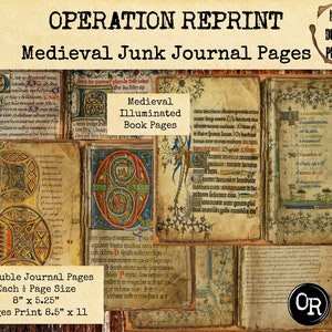 Medieval Junk Journal Pages, Illuminated Ephemera Paper, Fantasy Diary, PDF and JPEG Digital Download Printables