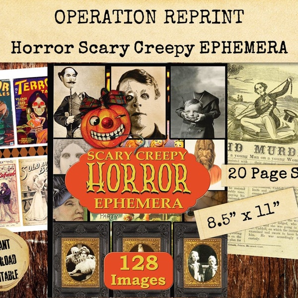 Scary Creepy Horror Ephemera. 128 Images Murder Newspaper, Macabre Photos, 20 Pages of Macabre Printable Digital Download PDF and Jpeg
