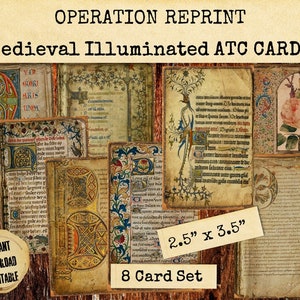 Medieval Illuminated ATC Cards  PDF and JPEG Digital Download Printables