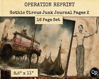 Gothic Circus Junk Journal, 16 Pages & Paper, Part 2 Dark Diary Theme, PDF and JPEG Digital Download Pintable's