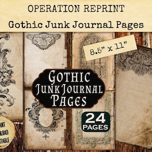 Gothic Junk Journal Paper, 24 Pages Dark Diary Theme, PDF and JPEG Digital Download Printables