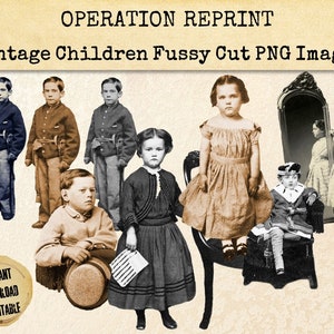 Digi People Photographs Fussy Cut Ephemera Children Digital Download Printable Sepia Black White