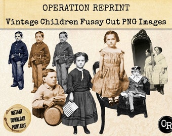 Digi People Photographs Fussy Cut Ephemera Children Digital Download Printable Sepia Black White