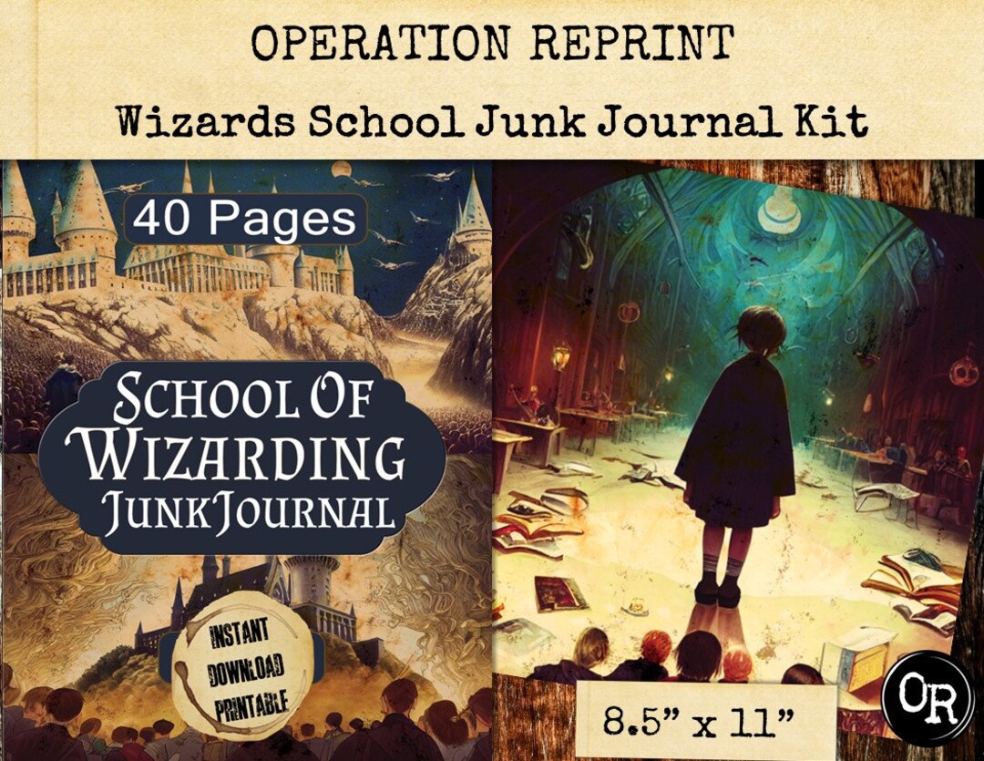 Wizards School Junk Journal Kit 40 Pages of Magic, PDF and JPEG Digital ...