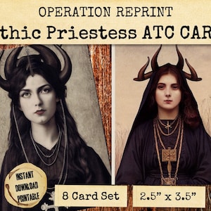 Pagan Ephemera Priestess ATC Journal Cards For Junk Journal Scrapbook Clip Art PNG and JPEG Digital Download Pintables
