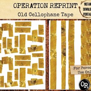 Vintage Tape Grungy Old Stained Yellow Cellophane Printable JPG Downloads