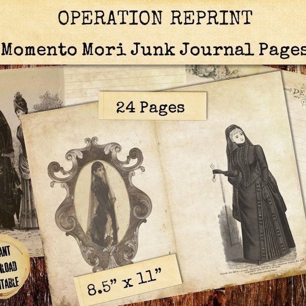 Momento Mori Vintage Victorian Junk Journal Pages, Undertaker, Mourning, JPEG and PDF Digital Download Printable