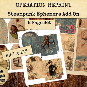 Steampunk Junk Journal Ephemera, Etiquetas, Sobres, Industrial Imprimible Descargar PDF y Jpeg