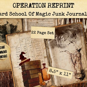 Wizarding School Junk Journal Kit 22 pagina's met magie, PDF en JPEG digitale downloadprintables