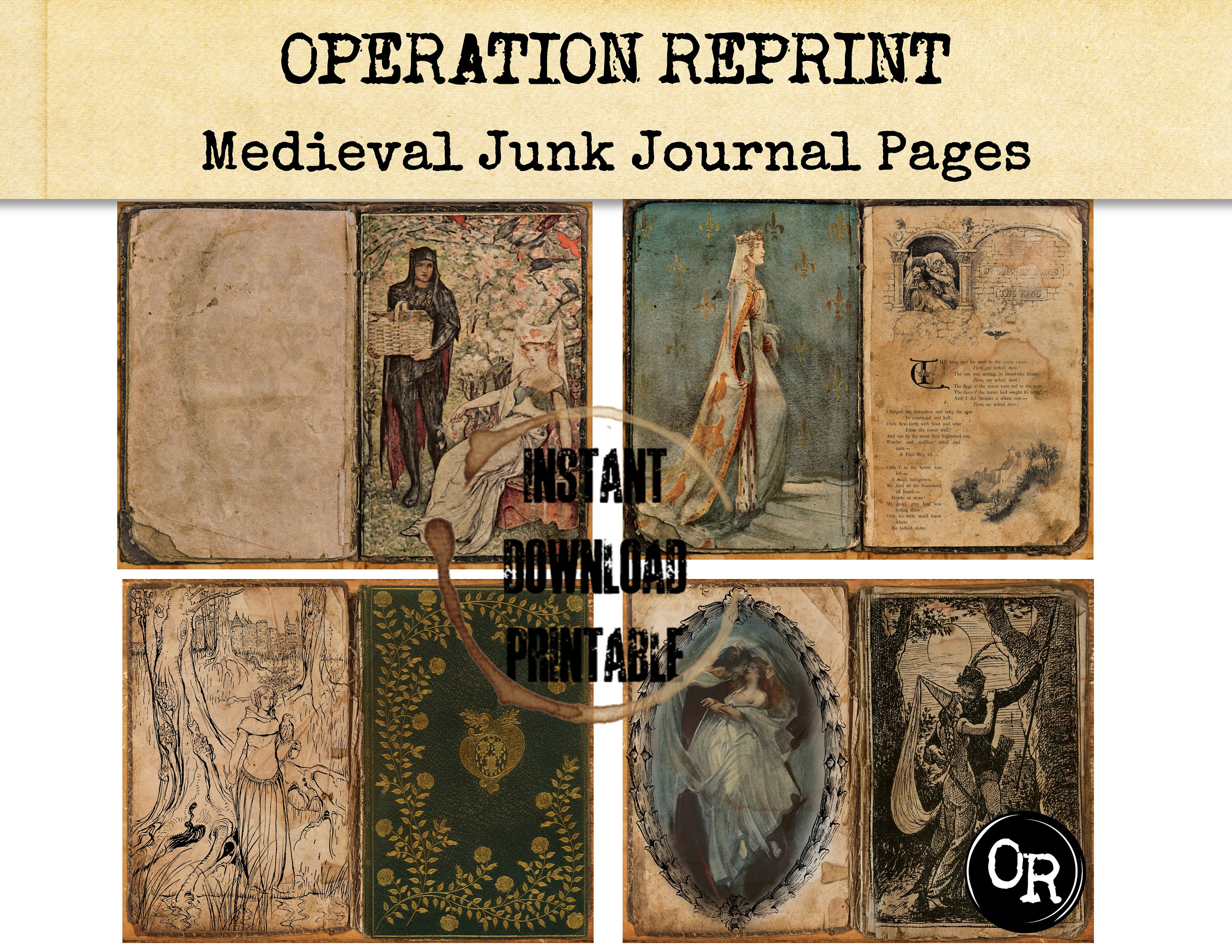 Medieval Junk Journal Pages Fairy Tale the Queen Castles and Etsy Canada