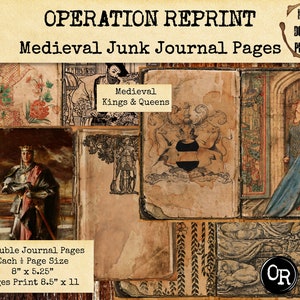 King and Queen Medieval Fantasy Fairy Tale Junk Journal Pages, PDF and JPEG Digital Download Printables