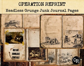 Halloween Headless Junk Journal Pages, Grunge Distressed Printable Digital Downloads