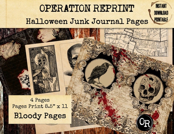 Halloween Junk Journal Pages Gothic Salem Witch JPEG Digital Download Printable