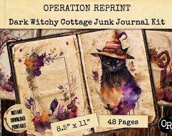 Dark Witchy Cottage Junk Journal Kit 48 Pages Of Magic, PDF and JPEG Digital Download Printable