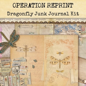 Junk Journal Kit Dragonfly, Ephemera Pack, Lavender, Digital Papers, Printable PDF Downloads