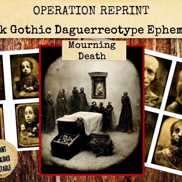 Mourning Death Victorian Daguerreotype Photographs Ephemera, Undertaker, Mourning, Death, Exposed Bones, JPEG & PDF Download Printable