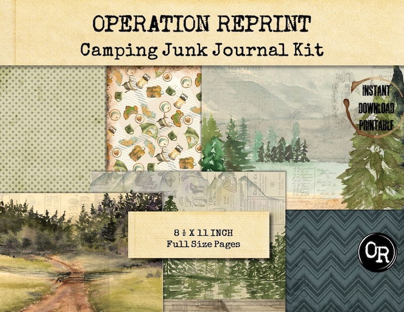Camping Junk Journal Kit Collage Paper Embellishment and - Etsy