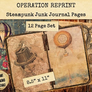 Steampunk Junk Journal 12 Pages, Industrial Printable Download PDF and Jpeg