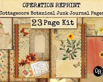 Cottagecore Printable Garden Junk Journal 23 Pages  Botanical Wildflower Aesthetic Digital Download PDF and JPEG