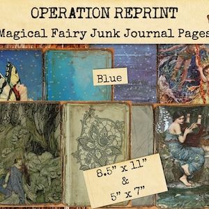 Blue Fairy Junk Journal Pages, Magical Enchanted Faerie, Tattered Old Fae Materials JPEG Digital Download Printable