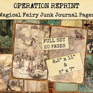 Fairy Junk Journal Pages, Magical Enchanted Faerie Images From Arthur Rackham, Tattered Old Fae Materials JPEG and PDF Digital Printable