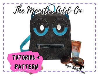 Monster Backpack Pattern - Bag sewing pattern, no binding PDF, Projector file and SVGS