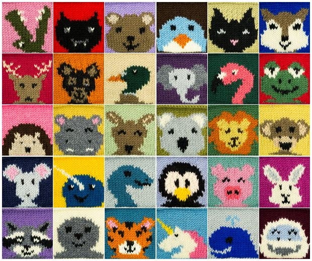 Digital Knitting Pattern: 30 Animal Squares - Etsy UK Digital Knitting Pattern: 30 Animal Squares - Etsy UK