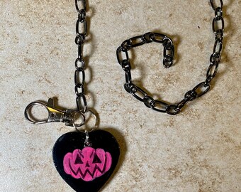 Pink Jack o lantern  necklace