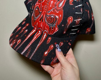 Red and Black Anxiety Skull Hat