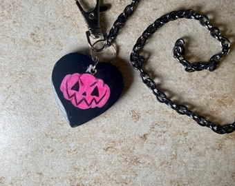 Pink Jack o lantern chain necklace