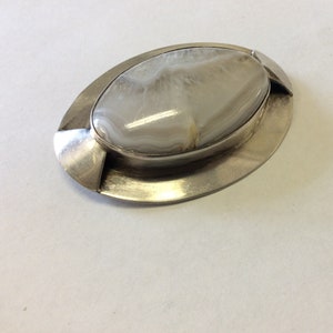 Vintage Sterling Studio Pin white opalescent quartz