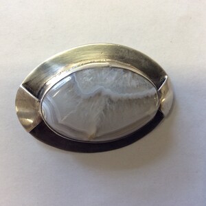 Vintage Sterling Studio Pin white opalescent quartz image 4