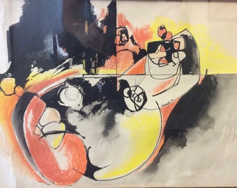 John Meredith Abstract 1970 Painting, well listed Canadian artist