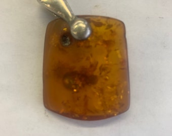 Amber and silver Austrian pendant