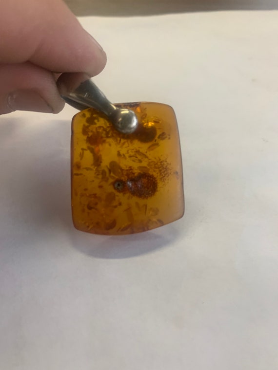 Amber and silver Austrian pendant - image 4