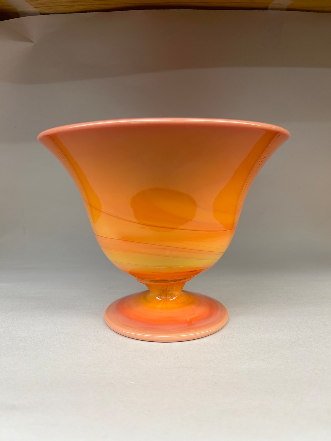 Orange Slag Glass Compote Vase Bittersweet LE Smith Etsy
