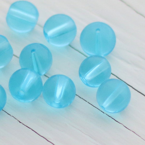 CLEARANCE! Light Turquoise Blue Glass Beads - Transparent, Round - 7mm - 12 beads