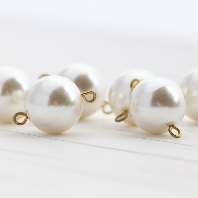 Vintage Japanese Pearl Bead Links 13mm 12 links
