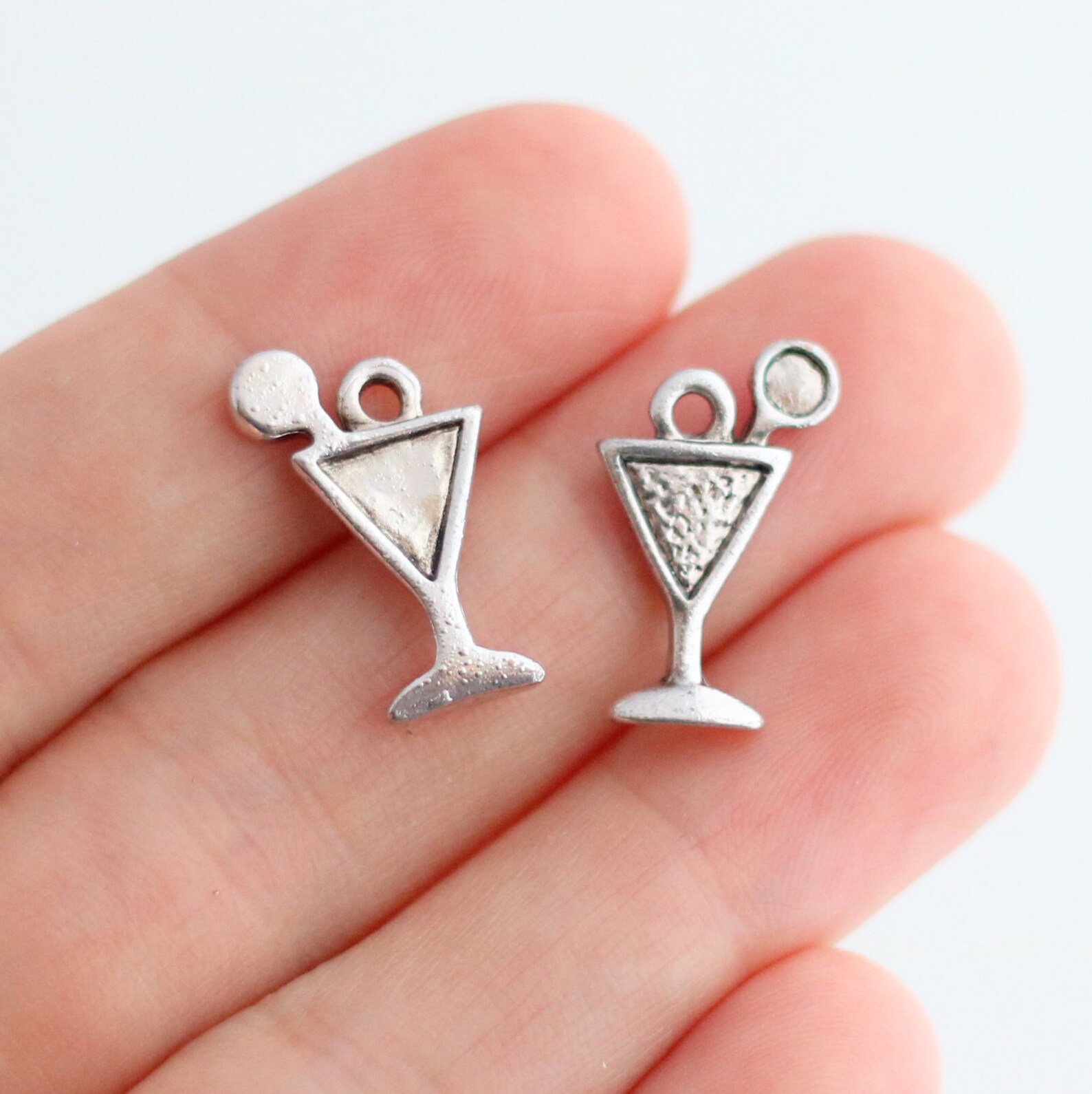 12 charms Martini Glass Charms Tibetan Silver Etsy