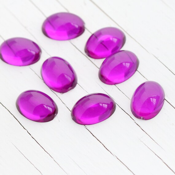Vintage Acrylic Oval Cabochons - Violet Purple - 18mm - 8 Cabs