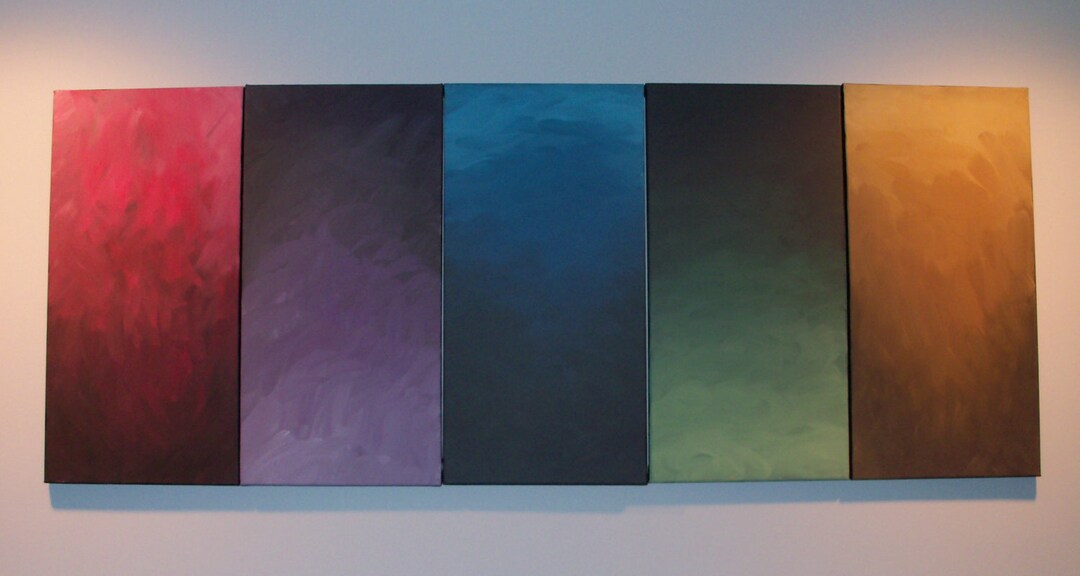 Set of 5 Acrylic Paintings, fade, Gallery Wrapped Stretched Canvases