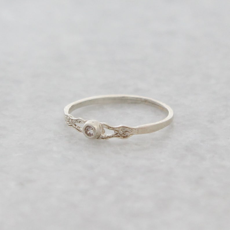 Promise ring Delicate silver ring Dainty Silver Ring Minimalist silver ring Silver ring with CZ Stackable ring Thin silver ring
